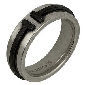 Tiffany & Co T Square Ring Size 9 Silver 925 Silver Black